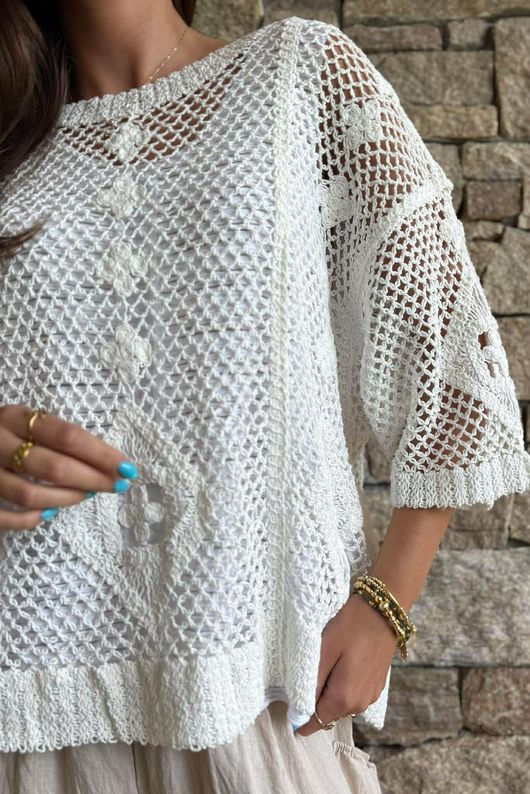 Dakota Crochet Top White
